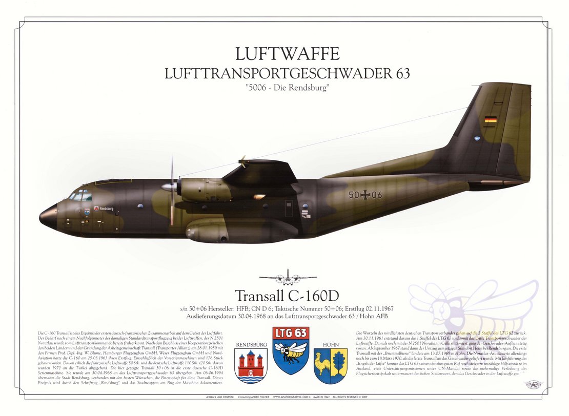 Plakat der Transall C-160 "Rendsburg" beim Lufttransportgeschwader LTG 63